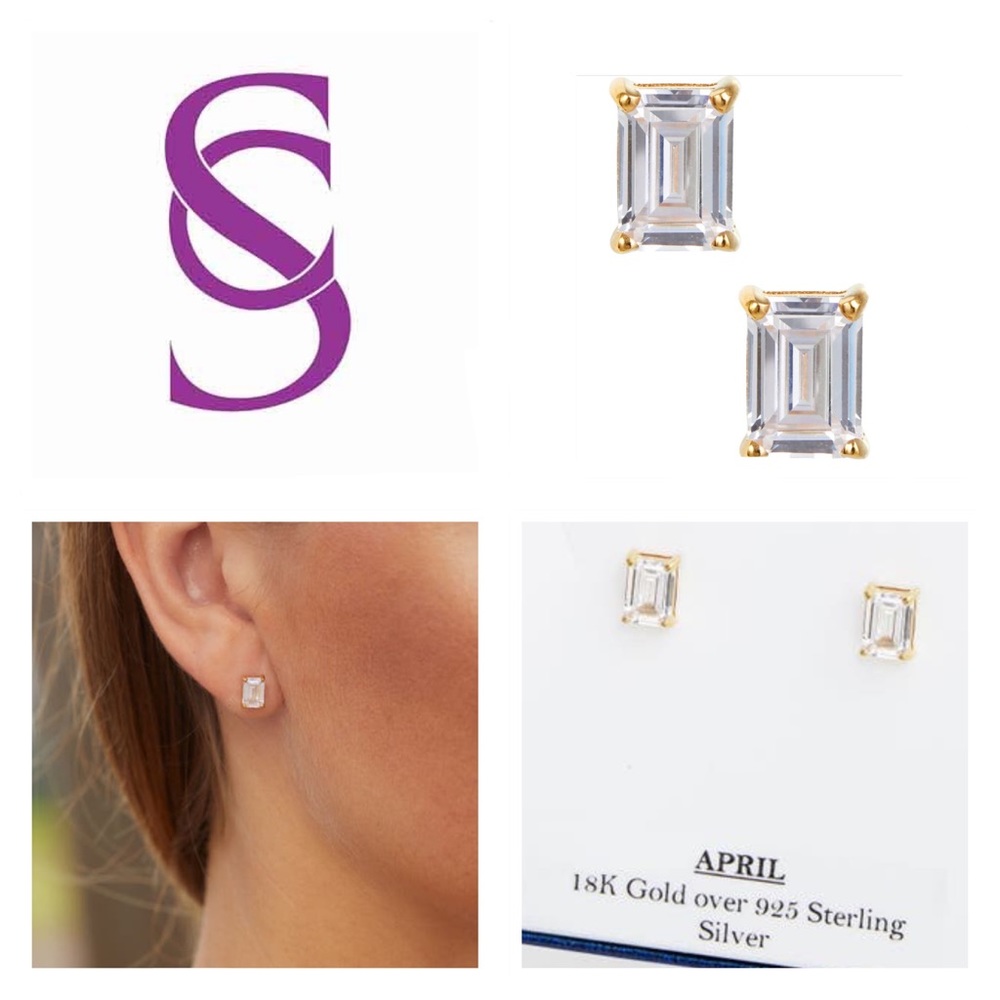 🐘 Savvy Cie 8K Gold Sterling Silver Sapphire Stud Earrings